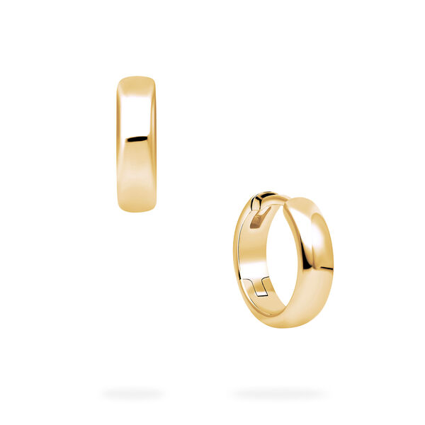 Yellow Gold Huggie Earrings, 13 mm